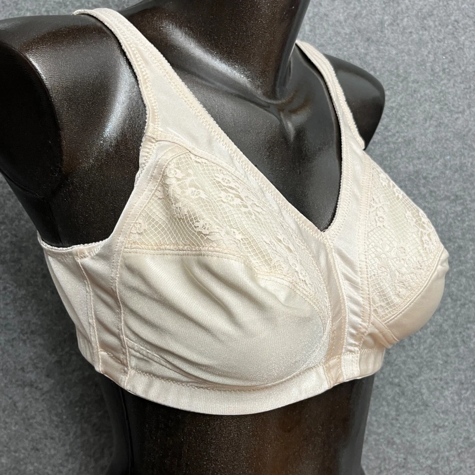 Sujetador Inalámbrico Underscore 36C Retro Cobertura Completa Cómodo Beige Tradicional Foto 3 de 4