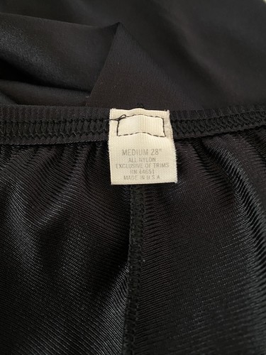 Vintage Medio Slip TALLA MEDIANA LONGITUD 28" largo negro nylon hendidura recta clásica - Imagen 2 de 10