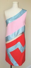 NWT! $6,575 VERSACE Silk & Swarovski Crystal Asymmetric Color Block Mini Dress 6