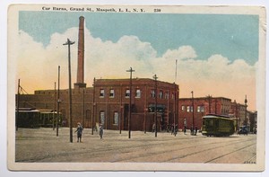 Ny Postcard Queens Nyc Maspeth Long Island Car Barns Grand St