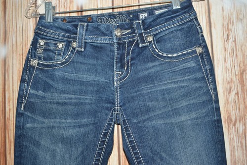 Miss Me Women's Signature Rise Slim Boot Embellished Blue Jeans Sz 26x33 - Picture 5 of 12