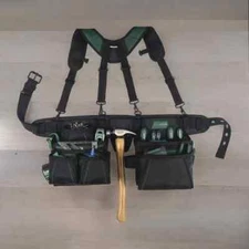 Masterforce 18-Pocket Pro Carpenter's Tool Belt Suspenders Padded DIY Projects