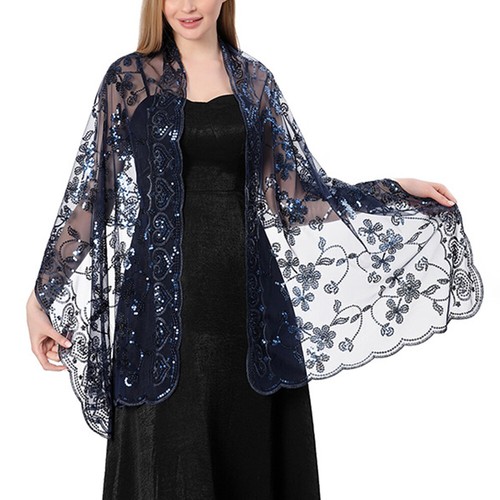 Evening Dress Wedding Shawls Sequin Embroidered Shawl Hollow Out Sheer Scarves - Bild 31 von 40