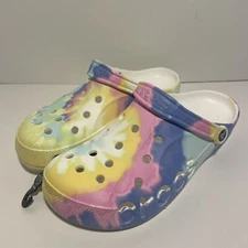 Crocs Mens Classic Tie Dye Graphic Clogs Pastels Size 11 205453-94S Slip On Shoe