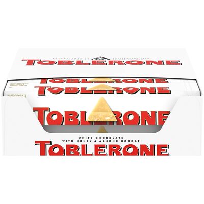 Toblerone Swiss White Chocolate Bars Honey Almond Nougat 20 Pack 3.52 Oz