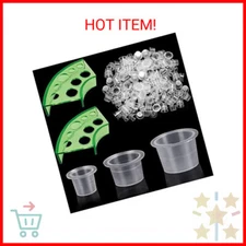 300pcs Tattoo Ink Caps with 2 Cups Holders - Moricher 100 Small 100 Medium 100 L