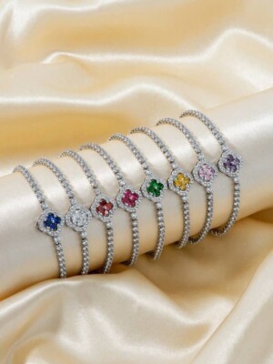 Edelstahl grün Kleeblatt Armband, vierblättriges Kleeblatt Armband, Geschenktüte inkl.