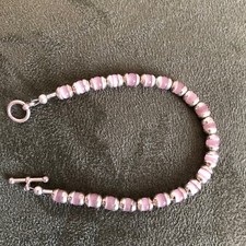 NWOT Child's Silver Pink Beaded Bracelet