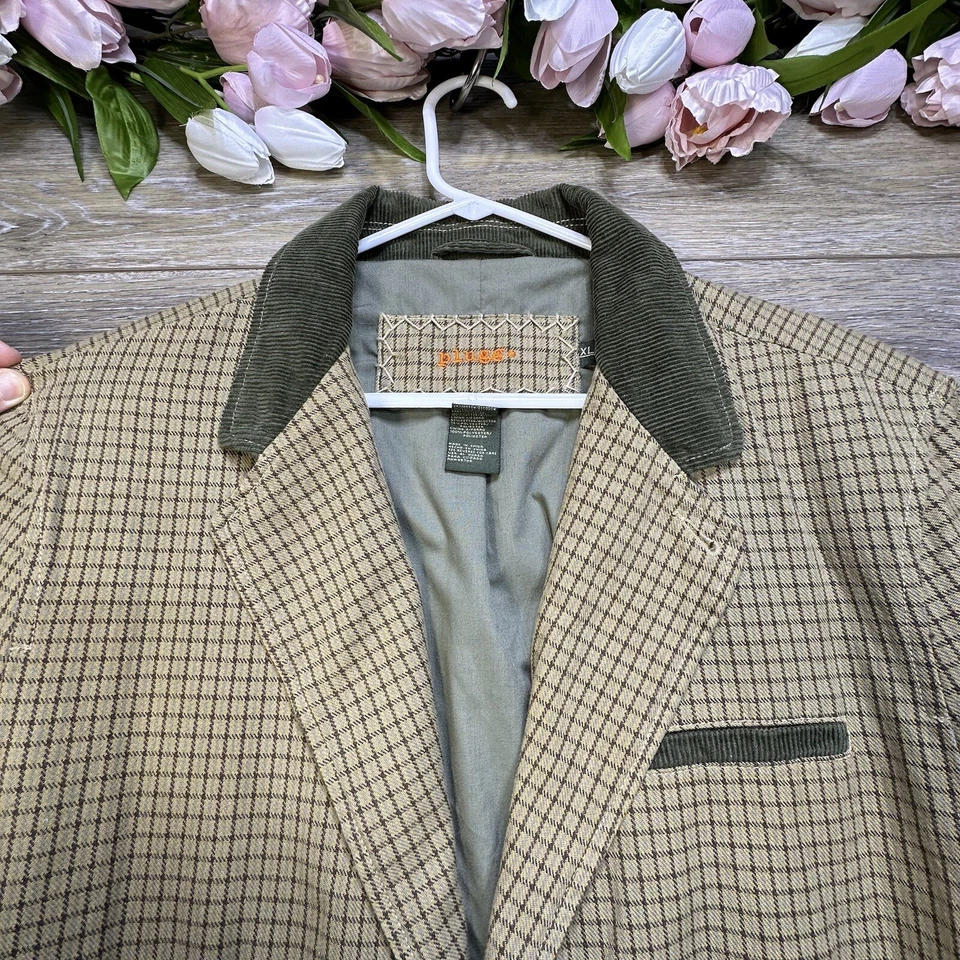 Plugg 男式夹克特大号 XL 绿色西装外套夹克灯芯绒领教授 — 第 2/4 张图片