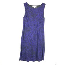 Ann Taylor Loft Women's Purple Leopard Animal Print Dress Size M Sleeveless 07K