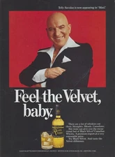 1978 Black Velvet Whisky - Mati Actor Telly Savalas "Feel Baby" - Print Ad Photo