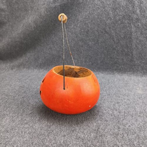 Rustic Gourd Jack-o-lantern Handmade Basket Branch Handle Tealight Holder - Picture 4 of 8