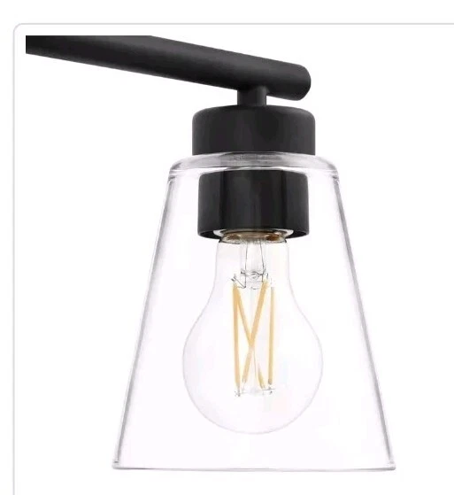 Hampton Bay Eastburn 22" 3 luces negro mate tocador luz vidrio transparente HD32661C3 Foto 4 de 4