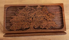 Tree Oak Letter Holder  Laser Craft Engraved American Walnut