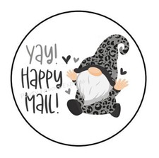 30 YAY HAPPY MAIL GNOME ENVELOPE SEALS LABELS PARTY FAVORS STICKERS 1.5"