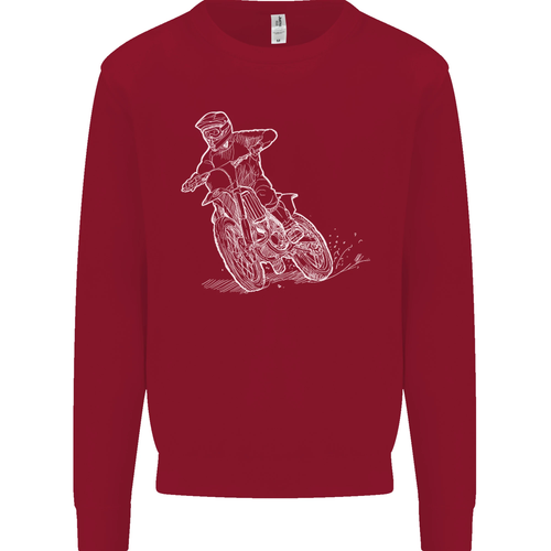 Motocross Bike Line Drawing Dirt bike MotoX Kids Sweatshirt Jumper - Picture 39 of 92