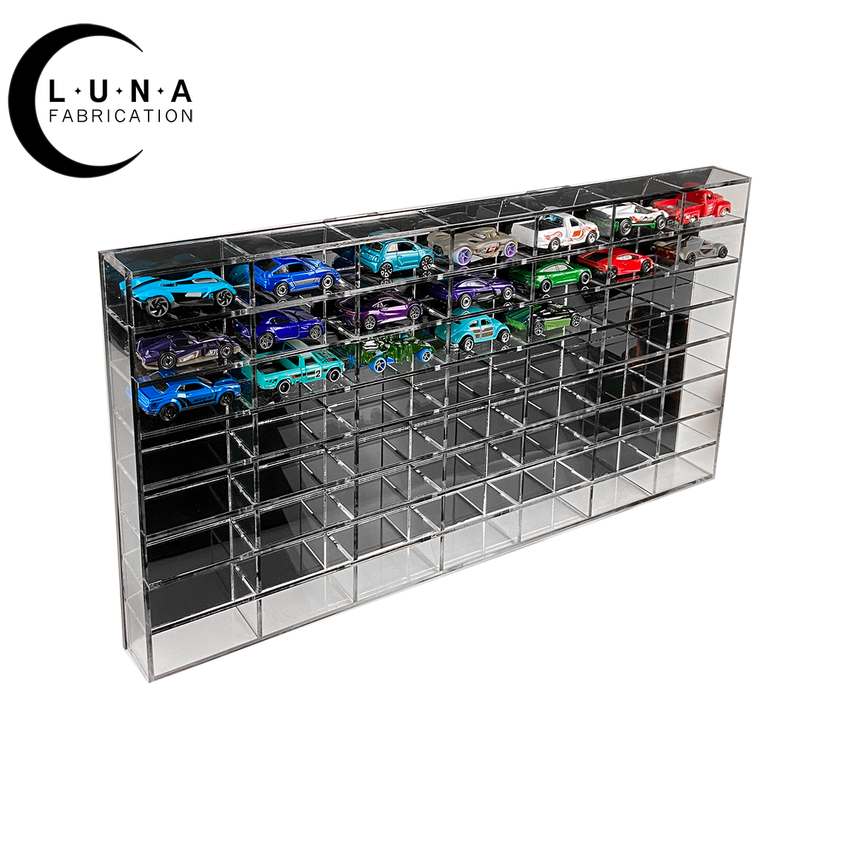 Wall hanging acrylic display case for Hot Wheels (56 slots) eBay