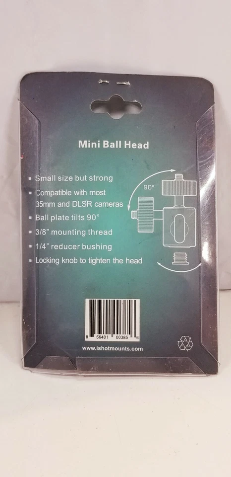 Mini cabezal de bola iShot Pro 3/8" rosca de montaje 1/4 buje reductor Foto 2 de 4