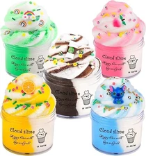 Cloud Slime Kit 5 Pack, with Peachybbies Rainbow Lemon Coffee Slime Charms, DIY