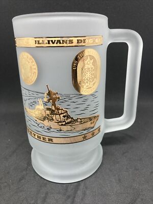 Vintage ''USS The Sullivans DDG 68'' souvenir glass beer mug 