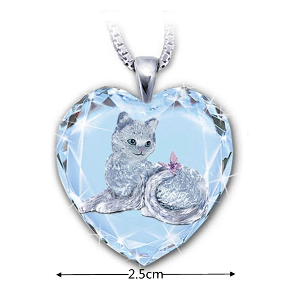 Crystal cat necklace deals
