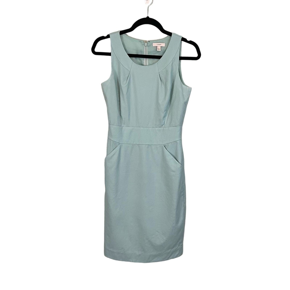 J CREW Super 120s Emmaleigh Sheath Dress Womens Seafoam Blue Wool  Sleeveless