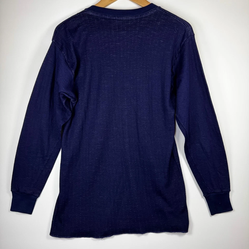 Camisa Tejida Térmica Vintage Medalist Allen A Grande Azul Manga Larga Hecha en EE. UU. Foto 3 de 4