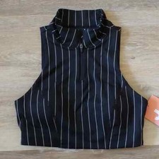 NWT JoyLab Front Zip High Neck Longline Padded Sports Bra Black Size XS