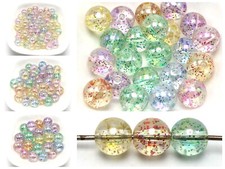 Mixed Transparent Color with Glitter inside Acrylic Smooth Round Beads 8mm-16mm