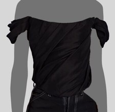 532 Rozie Corsets Women's Black Off-The-Shoulder Taffeta Corset Top Size 40