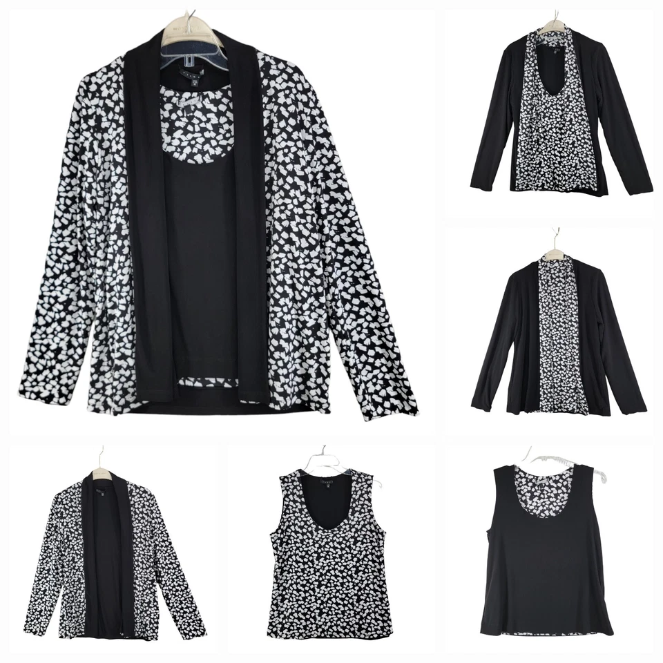 Tiana B Mujer Conjunto de 3 Piezas Negro Blanco Reversible Tanque, Chaqueta, Vestido Talla M Foto 2 de 4