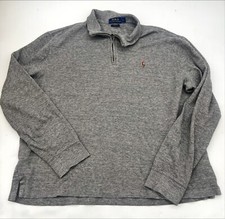 Polo Ralph Lauren Estate Rib 1/4 Zip Pullover Sweater Mens Large Gray Flesh Pony