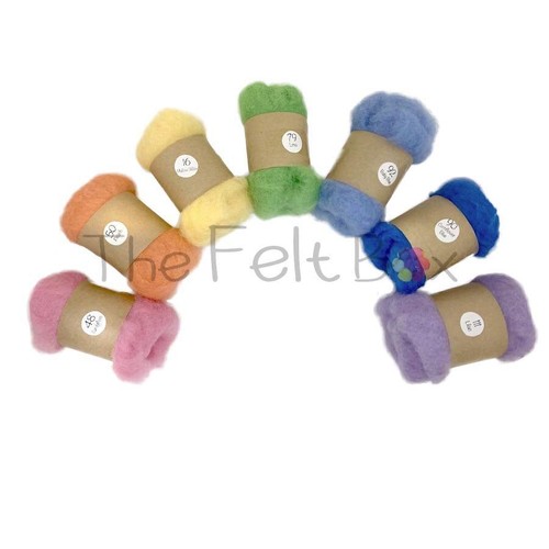 Carded Needle Felting Wool Rainbow Colour Multicoloured Felting Batt 7x 20g - Picture 2 of 8