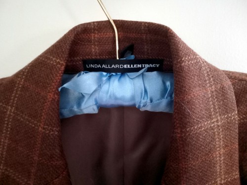 Linda Allard Ellen Tracy Damen Designer Karo Wolle & Kaschmir Blazer Größe 2 - Bild 11 von 12