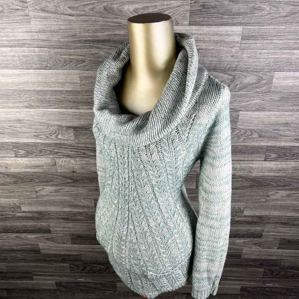 GUINEVERE Pullover Cuello Capucha Verde Mezcla Lana Suéter Para Mujer Talla Mediana Foto 2 de 4