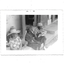 Caribbean Ladies Eating Lunch On Street Barefoot Photo 1950s 1958 St John Island