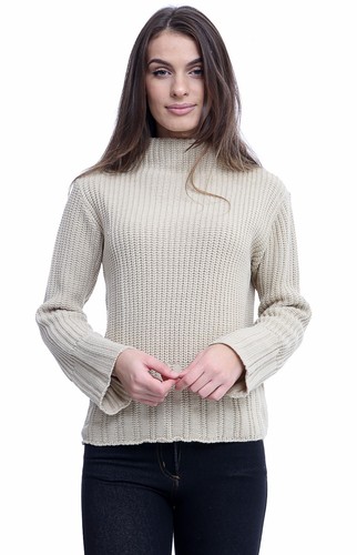 Open Knit Turtle Neck Wide Sleeve 