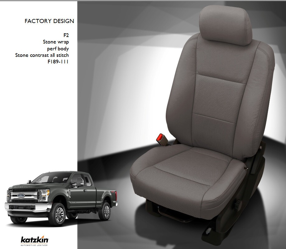 2017-2018 Ford F-250 XLT-STX Super Crew Cab Stone Leather Seat Medium Earth Gray