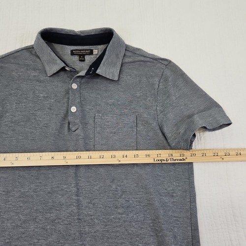 Banana Republic Performance Pique Polo Golf Tennis Shirt Men's M Medium Grey EUC - Picture 9 of 14