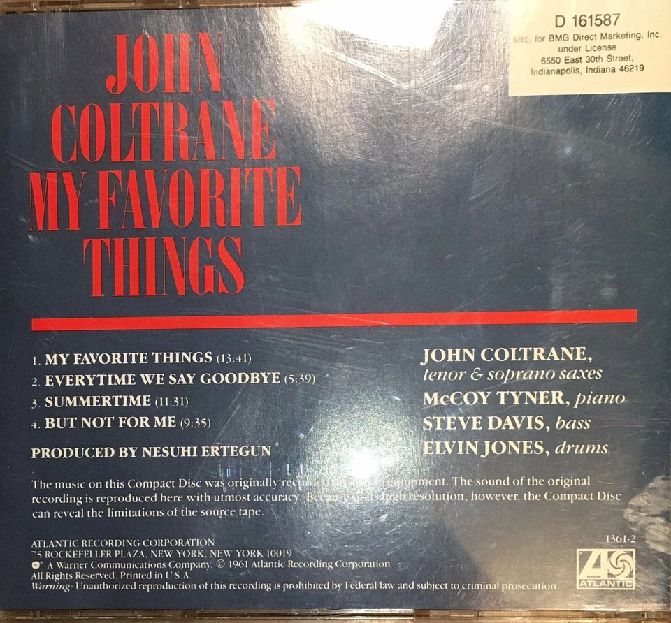John Coltrane 1990 My Favorite Things JAZZ CD 4-Track BMG PROMO NO BARCODE VTG Foto 2 de 4