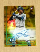 2022 Bowman Heritage Chrome GOLD Refractor autograph auto RC Julio Rodriguez /50