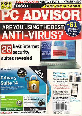 NEW PC ADVISOR 26 BEST ANTI-VIRUS Internet Security DVD Full PRIVACY SUITE 14 UK