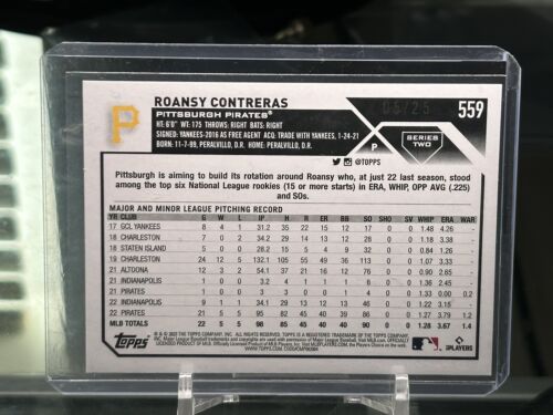2023 TOPPS SERIES 2 ROANSY CONTRERAS #559 FUTURE STARS MEMORIAL DAY CAMO 05/25 - Picture 2 of 2