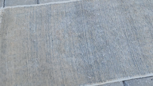 Minimal Turkish Rug, 1.7x3.2 ft, Faded Grey and Cream, Striped Modern Look - Video 1 of 1