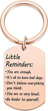 Little Reminders Keychain, Mental Health Gift, You Are Enough Key, Rose Gold 