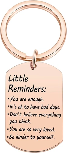 Little Reminders Keychain, Mental Health Gift, You Are Enough Key, Rose Gold  - Picture 1 of 5