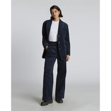 Everlane Corded Blazer In Navy Size 0 Corduroy Long Sleeve Button Front Pockets