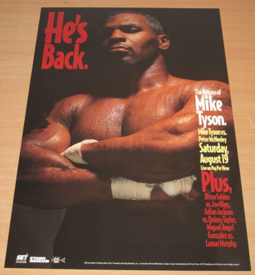 MIKE TYSON vs. McNEELEY POSTER 1995 FIGHT AFTER PRISON / ORIGINAL VINTAGE MINT