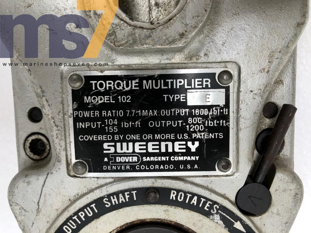 SWEENEY 102 TYP E MANUAL TORQUE MULTIPLIER MAX OUTPUT 1600 FT.LBS