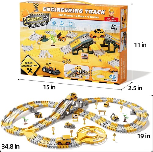 Toddler Race Track Toys with Electric Cars and Construction Trucks for Boys - Picture 11 of 11